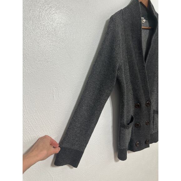 VTG Lands End Wool Blend Dad Cardigan Sweater M Grey Grandpa Preppy Classic - Picture 2 of 15